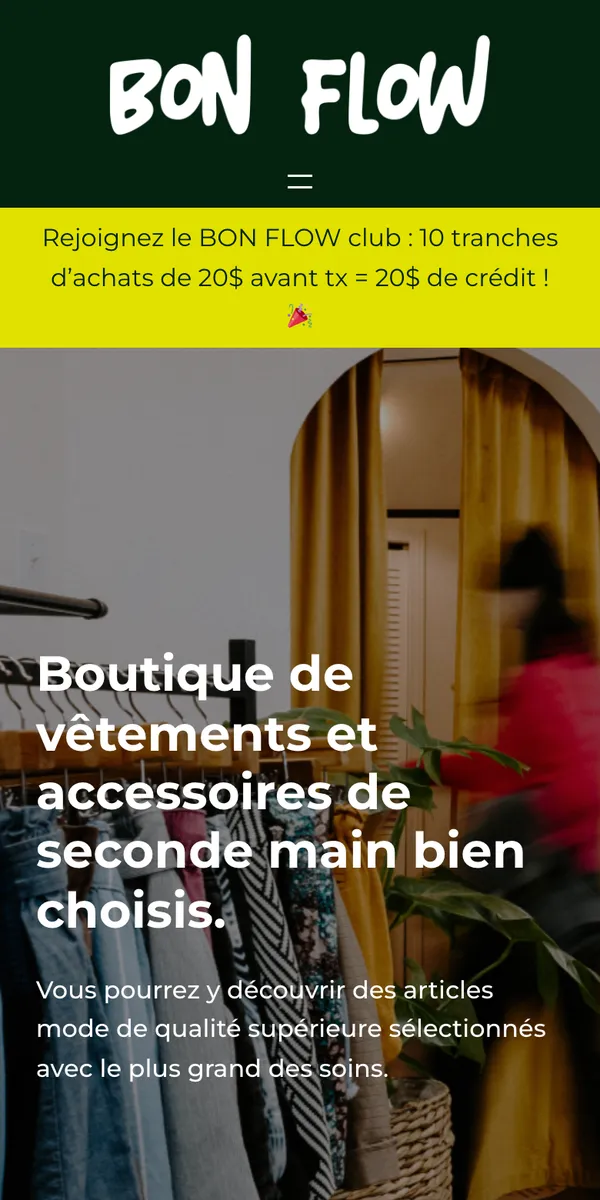 Le site bonflow.ca sur téléphone